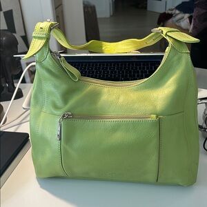 Stone Mountain Lime Green Leather Shoulder Bag grunge